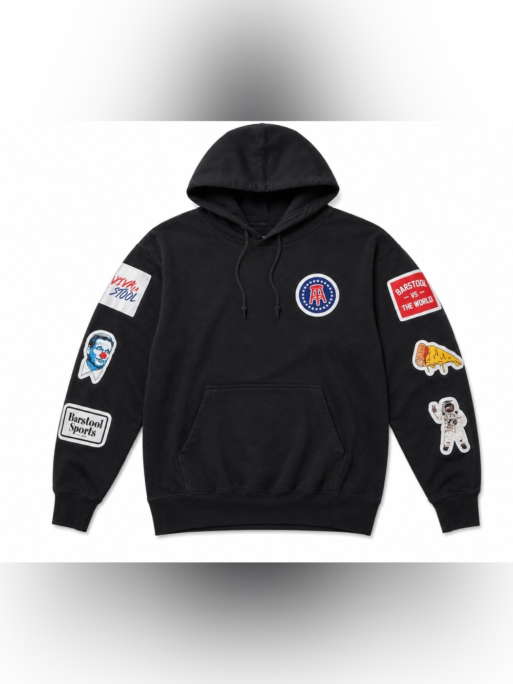 Barstool Sports Mens M Black Patchwork Logo Hoodie